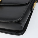 GUCCI Web Sherry Line Shoulder Bag Leather Black Gold Auth SW1764-10