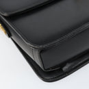 GUCCI Web Sherry Line Shoulder Bag Leather Black Gold Auth SW1764-15