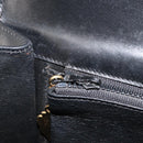 GUCCI Web Sherry Line Shoulder Bag Leather Black Gold Auth SW1764-22