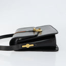 GUCCI Web Sherry Line Shoulder Bag Leather Black Gold Auth SW1764-4