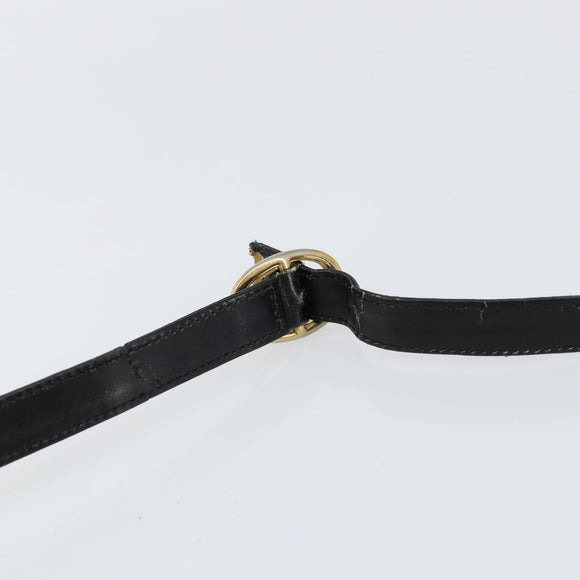 GUCCI Web Sherry Line Shoulder Bag Leather Black Gold Auth SW1764