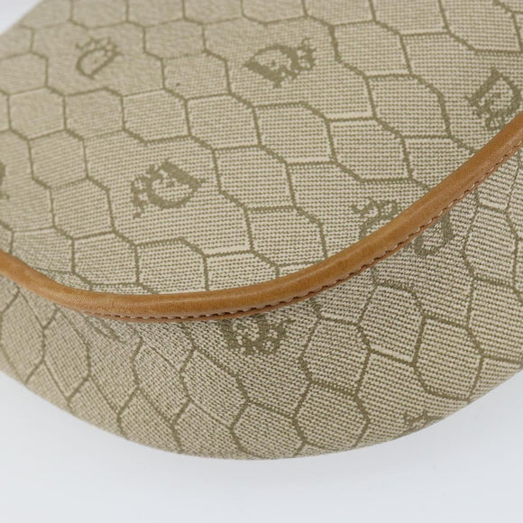 Christian Dior Honeycomb Canvas Shoulder Bag PVC Beige Gold Auth SW1766
