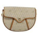 Christian Dior Honeycomb Canvas Shoulder Bag PVC Beige Gold Auth SW1766-2