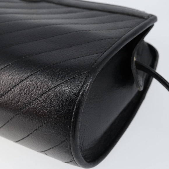 Christian Dior Shoulder Bag Leather Black Gold Auth SW1767