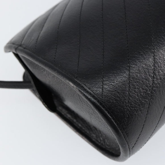 Christian Dior Shoulder Bag Leather Black Gold Auth SW1767