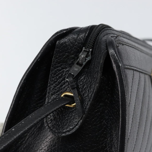 Christian Dior Shoulder Bag Leather Black Gold Auth SW1767