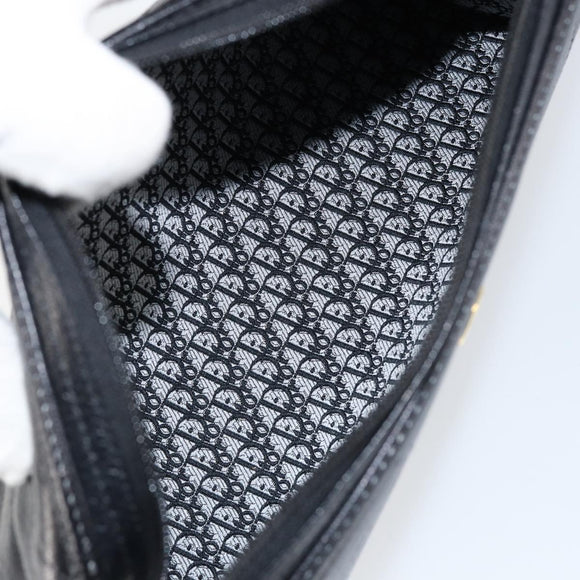 Christian Dior Shoulder Bag Leather Black Gold Auth SW1767