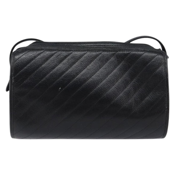 Christian Dior Shoulder Bag Leather Black Gold Auth SW1767