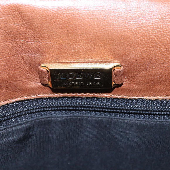 LOEWE Shoulder Bag Leather Gold Brown Auth SW1768