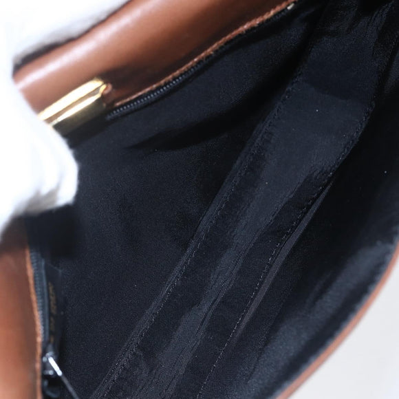 LOEWE Shoulder Bag Leather Gold Brown Auth SW1768