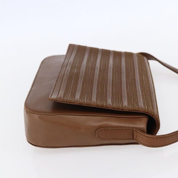 LOEWE Shoulder Bag Leather Gold Brown Auth SW1768