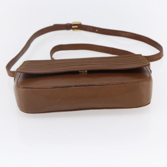 LOEWE Shoulder Bag Leather Gold Brown Auth SW1768
