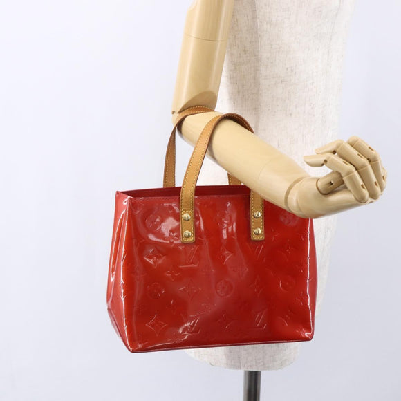 LOUIS VUITTON Monogram Vernis Reade PM Hand Bag Red Rouge M91088 LV Auth SW1770
