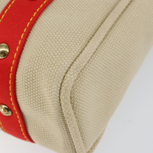 LOUIS VUITTON Antigua Cabas MM Tote Bag Canvas Beige Red M40035 LV Auth SW1779