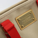 LOUIS VUITTON Antigua Cabas MM Tote Bag Canvas Beige Red M40035 LV Auth SW1779-17
