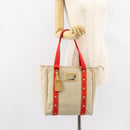 LOUIS VUITTON Antigua Cabas MM Tote Bag Canvas Beige Red M40035 LV Auth SW1779-23