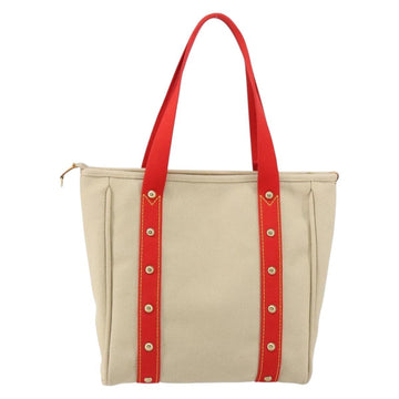 LOUIS VUITTON Antigua Cabas MM Tote Bag Canvas Beige Red M40035 LV Auth SW1779 - 0