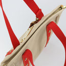 LOUIS VUITTON Antigua Cabas MM Tote Bag Canvas Beige Red M40035 LV Auth SW1779-6