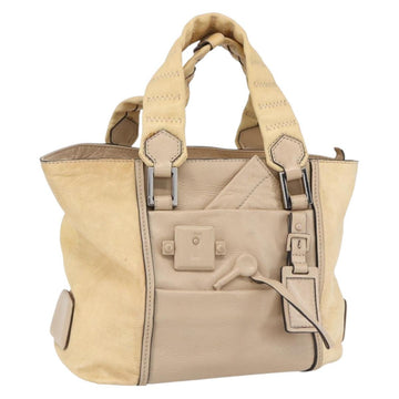 Chloe Tote Bag Leather Beige Brown Auth SW1787