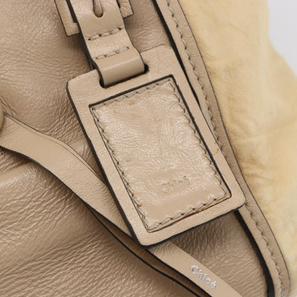Chloe Tote Bag Leather Beige Brown Auth SW1787