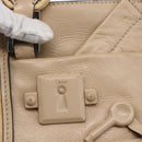 Chloe Tote Bag Leather Beige Brown Auth SW1787-15