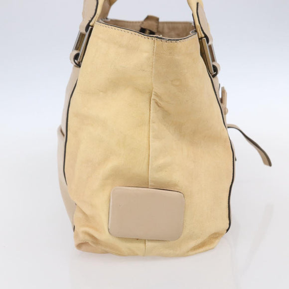 Chloe Tote Bag Leather Beige Brown Auth SW1787