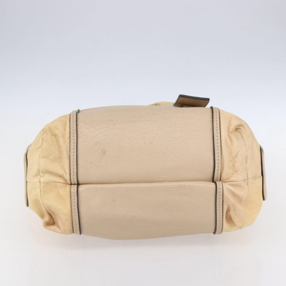 Chloe Tote Bag Leather Beige Brown Auth SW1787