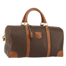 CELINE Macadam Canvas Boston Bag PVC Brown Gold Auth SW1788-1