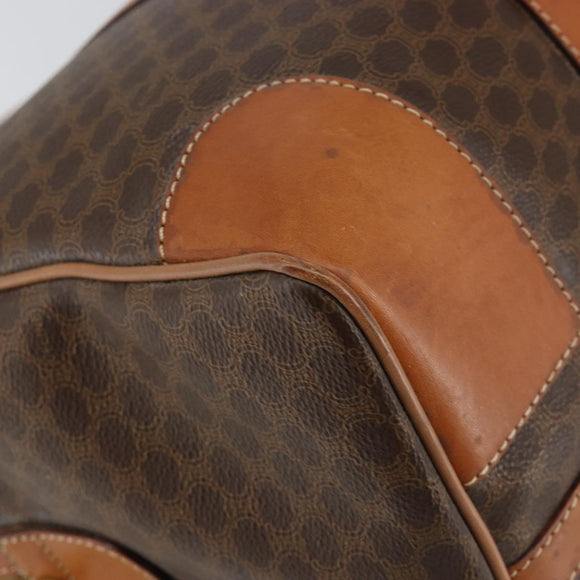 CELINE Macadam Canvas Boston Bag PVC Brown Gold Auth SW1788