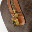 CELINE Macadam Canvas Boston Bag PVC Brown Gold Auth SW1788-18