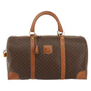 CELINE Macadam Canvas Boston Bag PVC Brown Gold Auth SW1788-13