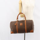 CELINE Macadam Canvas Boston Bag PVC Brown Gold Auth SW1788-23