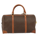 CELINE Macadam Canvas Boston Bag PVC Brown Gold Auth SW1788-2