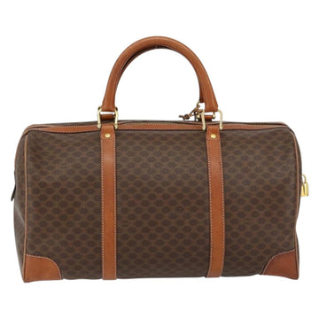 CELINE Macadam Canvas Boston Bag PVC Brown Gold Auth SW1788 - 0