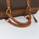 CELINE Macadam Canvas Boston Bag PVC Brown Gold Auth SW1788-7