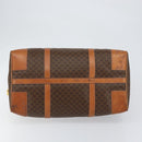 CELINE Macadam Canvas Boston Bag PVC Brown Gold Auth SW1788-5