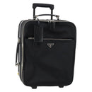PRADA Carry Case Nylon Leather Black Silver Auth SW1789-1