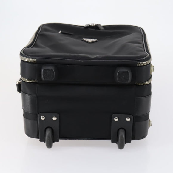 PRADA Carry Case Nylon Leather Black Silver Auth SW1789