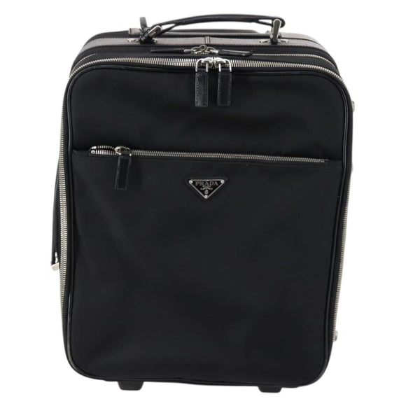PRADA Carry Case Nylon Leather Black Silver Auth SW1789