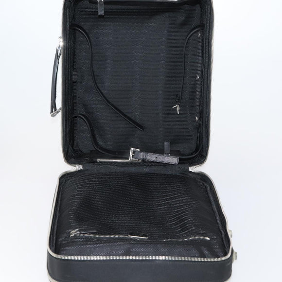 PRADA Carry Case Nylon Leather Black Silver Auth SW1789