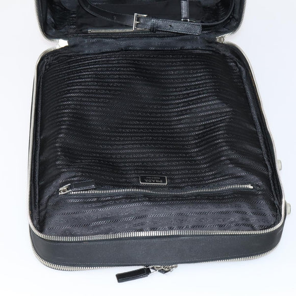 PRADA Carry Case Nylon Leather Black Silver Auth SW1789