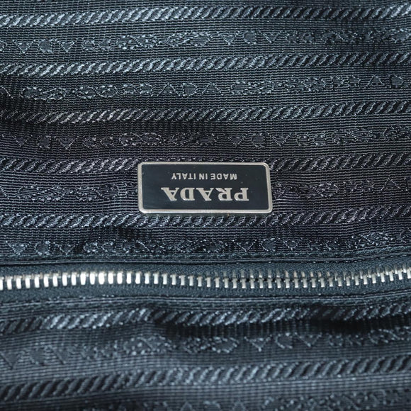 PRADA Carry Case Nylon Leather Black Silver Auth SW1789