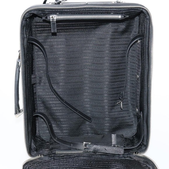 PRADA Carry Case Nylon Leather Black Silver Auth SW1789