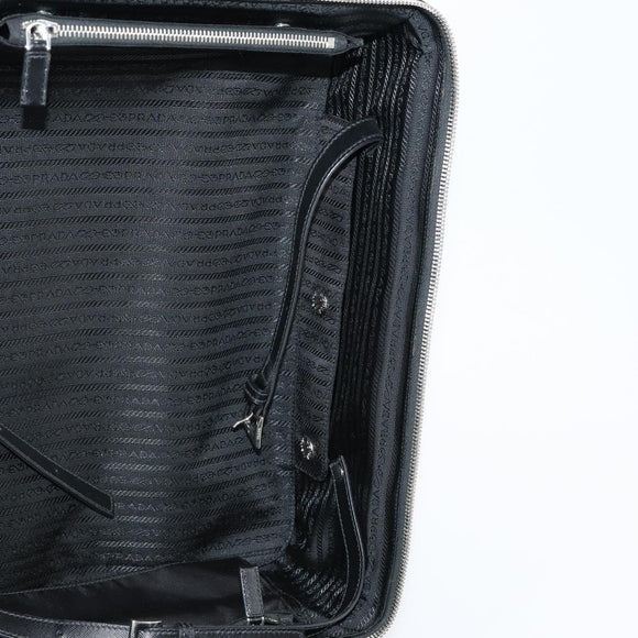 PRADA Carry Case Nylon Leather Black Silver Auth SW1789