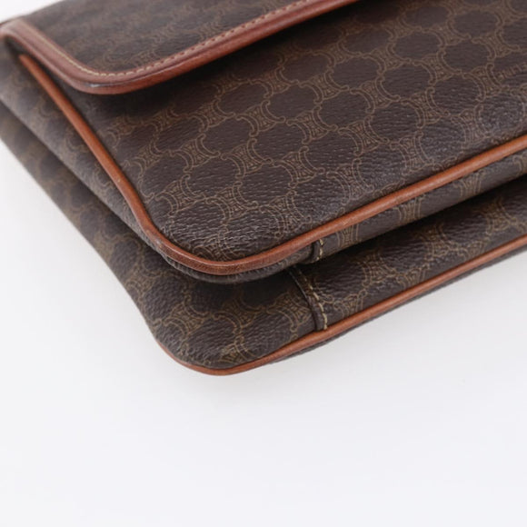 CELINE Macadam Canvas Shoulder Bag PVC Leather Brown Gold Auth SW1792