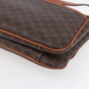 CELINE Macadam Canvas Shoulder Bag PVC Leather Brown Gold Auth SW1792-12