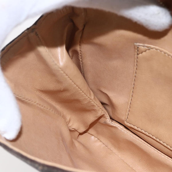 CELINE Macadam Canvas Shoulder Bag PVC Leather Brown Gold Auth SW1792