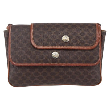 CELINE Macadam Canvas Shoulder Bag PVC Leather Brown Gold Auth SW1792 - 0