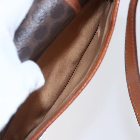 CELINE Macadam Canvas Shoulder Bag PVC Leather Brown Gold Auth SW1792