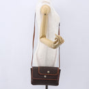 CELINE Macadam Canvas Shoulder Bag PVC Leather Brown Gold Auth SW1792-23